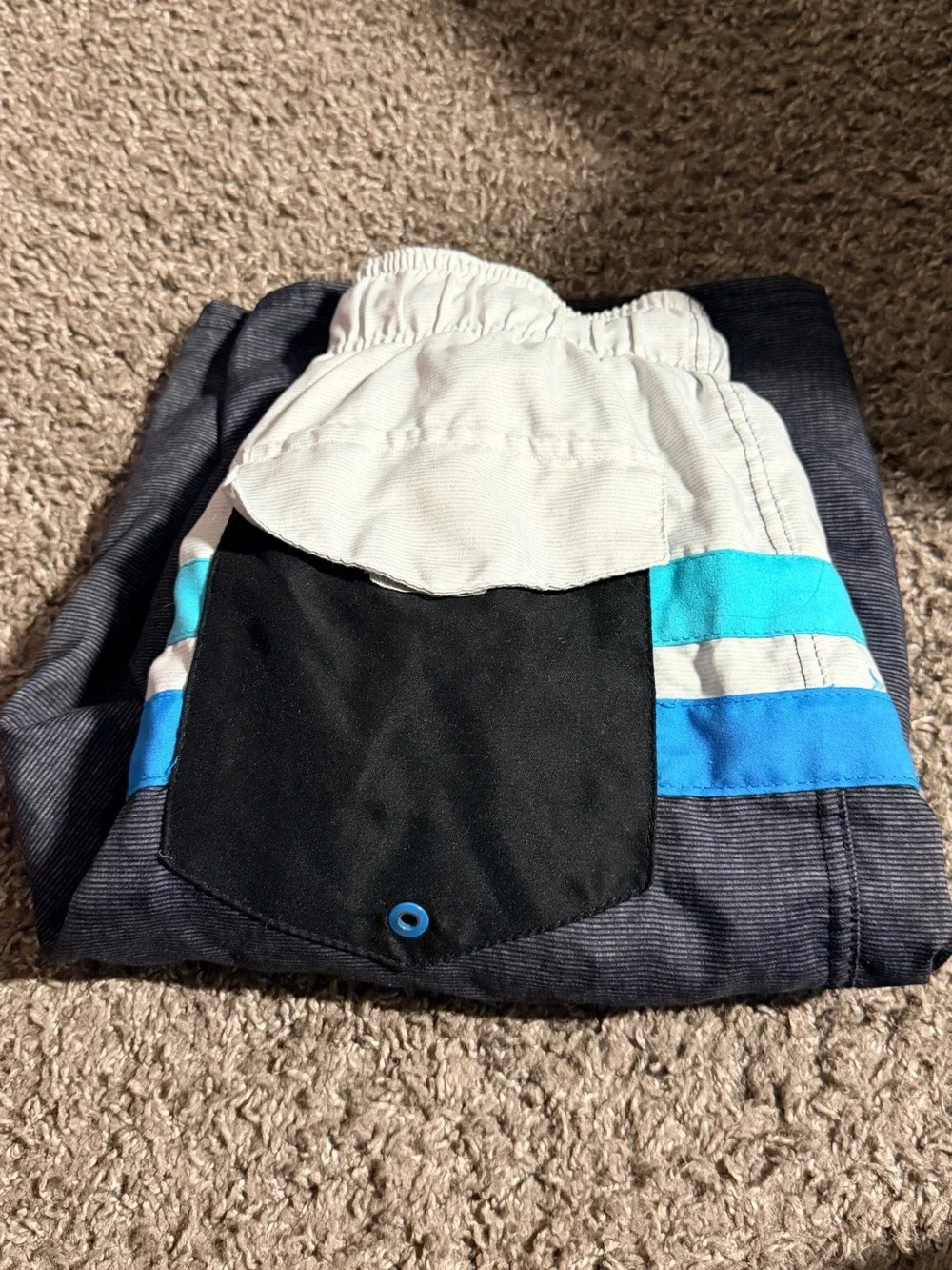 Men's Gray, Blue and Teal Colorblock Swim Trunks size small